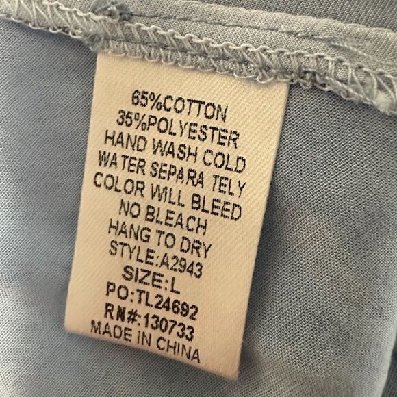 Umgee Blue Chambray Sundress With Handkerchief Hem Sz L - Picture 4 of 5